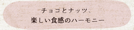 チョコとナッツ、楽しい食感のハーモニー